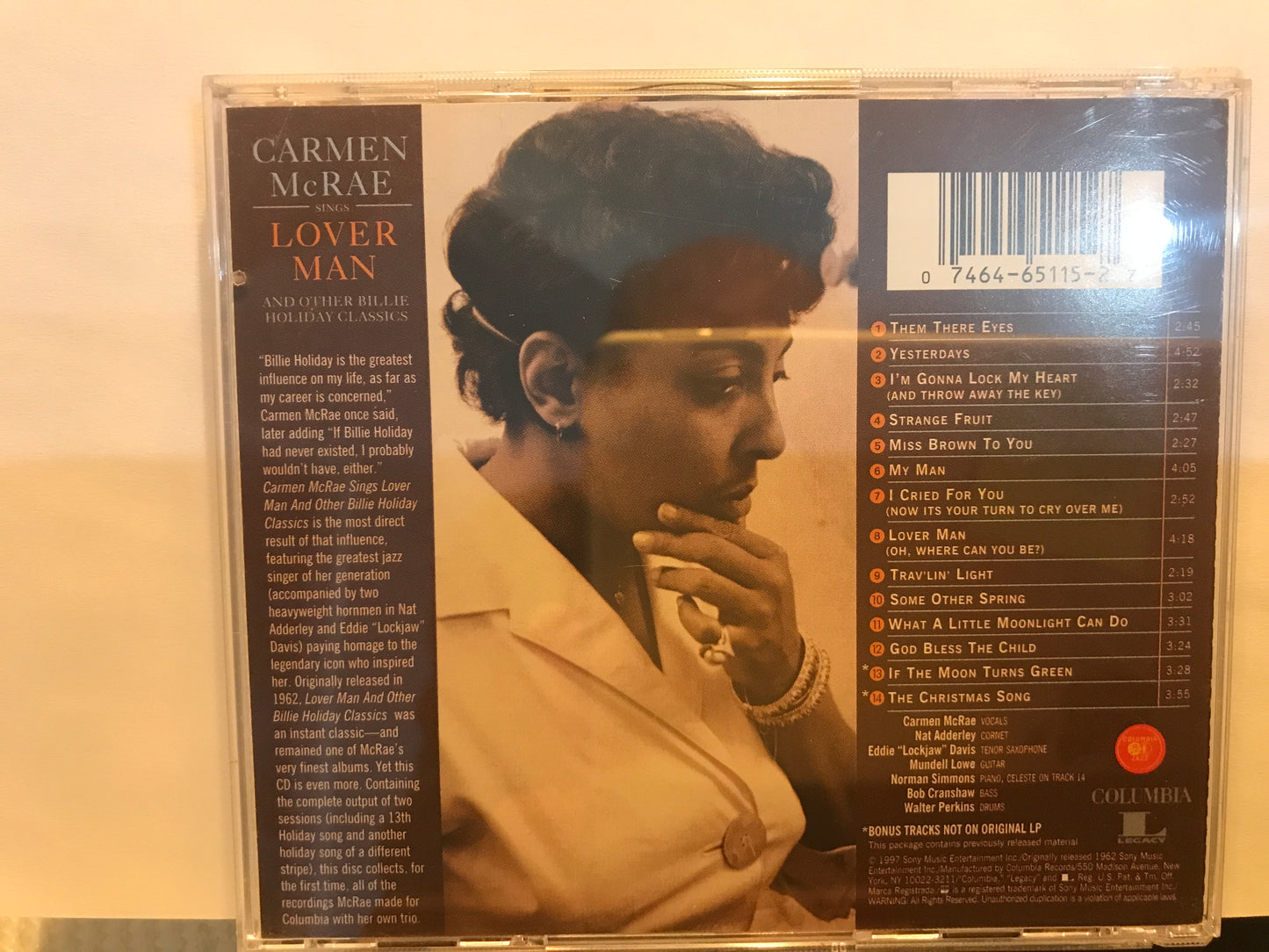 Carmen McRea-“Lover Man”-$7.99 + Shipping $5.00